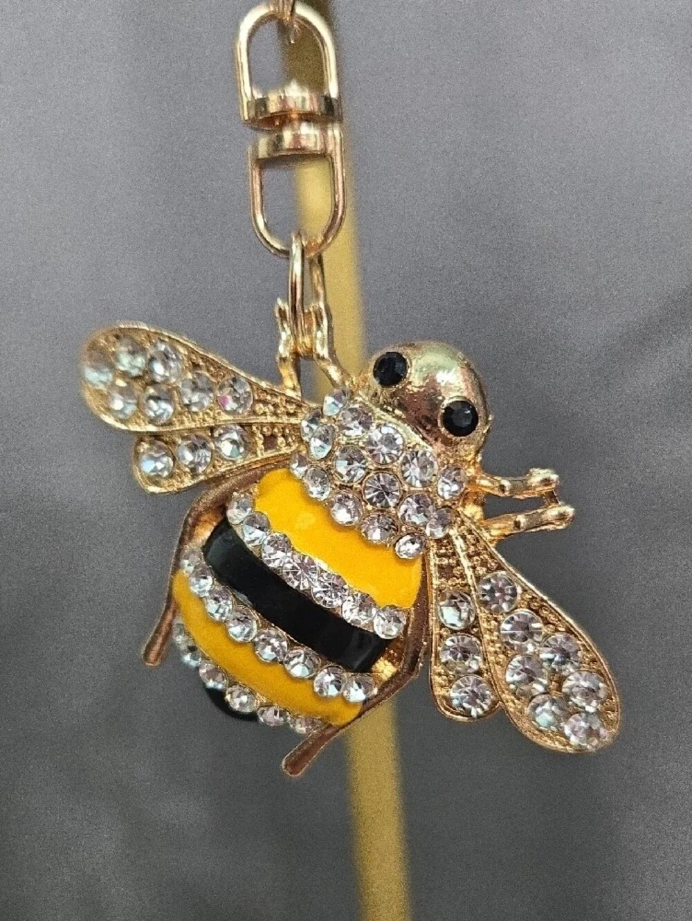 Gold Bee Keychain Bag Charm in Yellow and Black